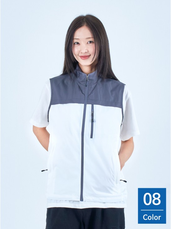 후드 배색 조끼